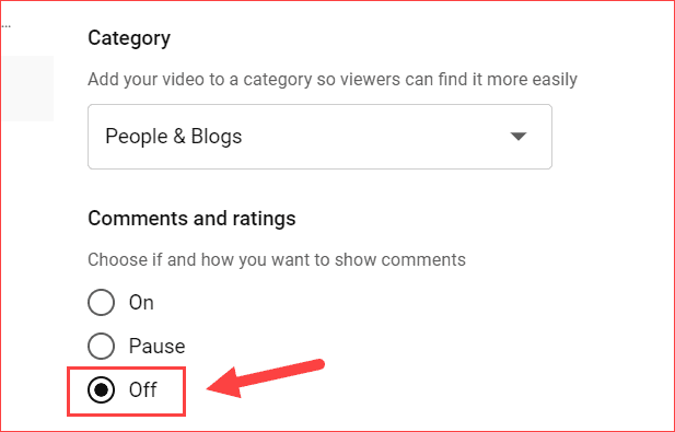 Turn off comment on YouTube Videos