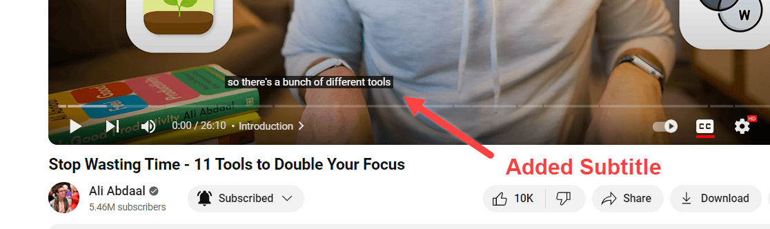 Added Subtitle on YouTube Videos
