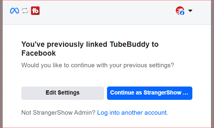 Link Meta's Facebook to TubeBuddy