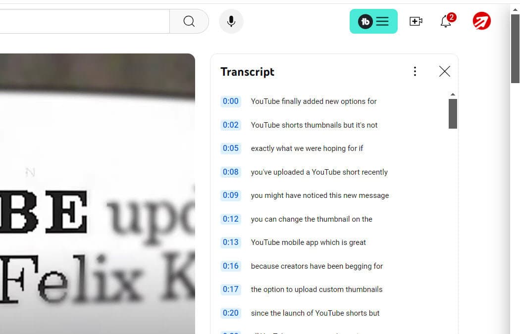 Get Transcript for YouTube Videos