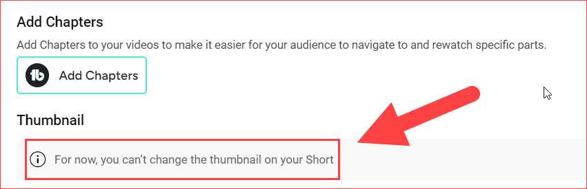 Not able to change thumbnail on YouTube Shorts Video