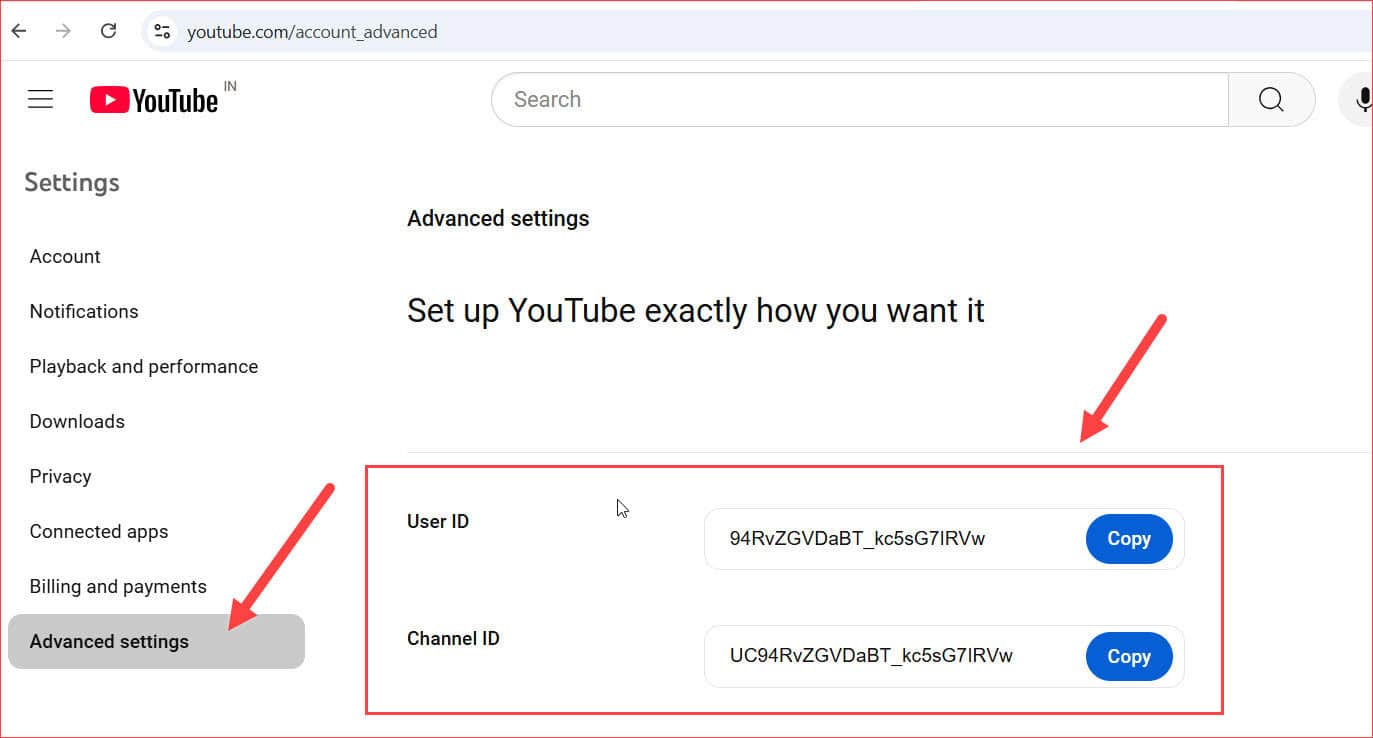 Find Your YouTube Channel Id and User Id