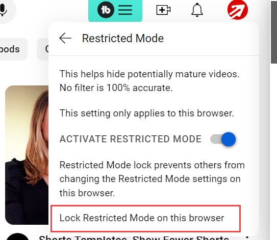 Lock Restricted Mode on YouTube