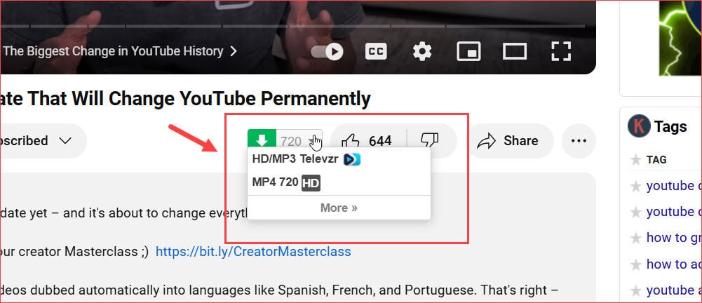 Download YouTube Videos Directly from YouTube Interface