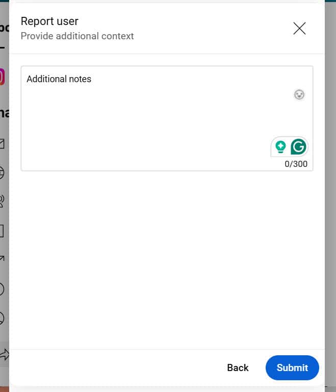 Report channel User with Additional Notes